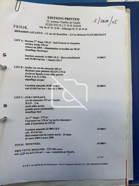 Entrepôt à vendre à Brétigny-sur-Orge - 1 220 m²